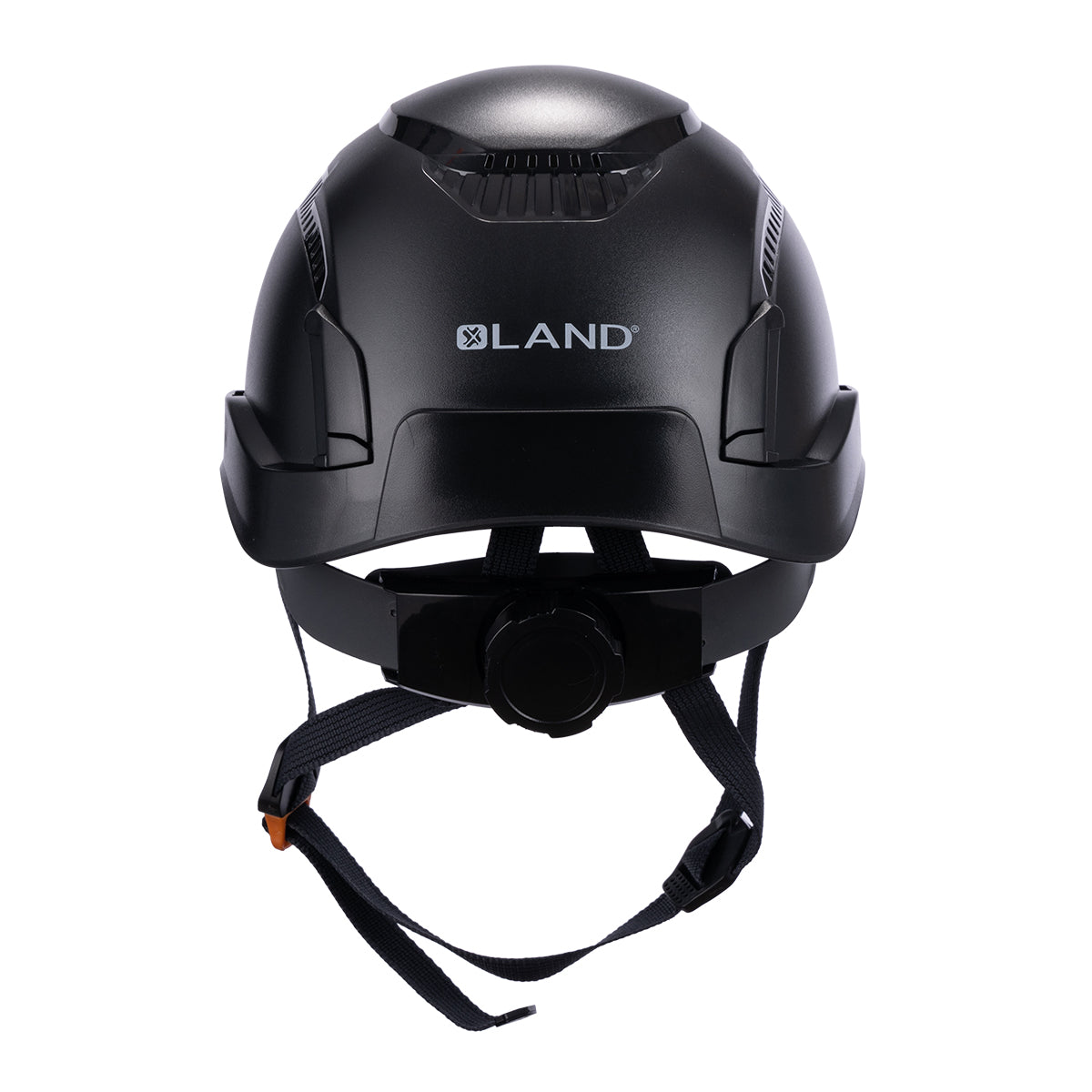 Back View of Type 1 ANSI/SEA Z89.1-2014, OSHA certified EcoPro Safety Helmet Black Color for Arborist, Industrial & Fall Protection.