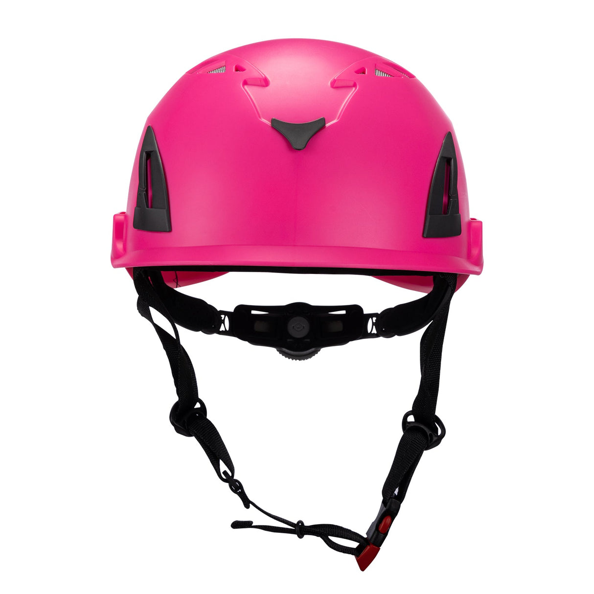 Front view of pink ClimbPro Climbing helmet EN 12492 & EN 397 certified. Ideal for climbing and high-movement activities.