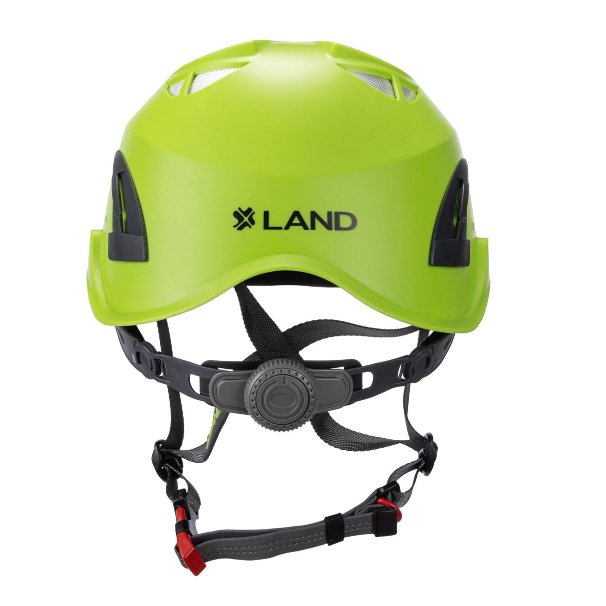 Back side view of green ClimbPro Climbing helmet EN 12492 & EN 397 certified. Ideal for climbing and high-movement activities.