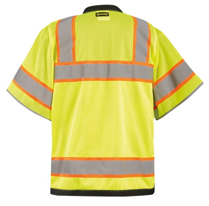 Solid/Mesh Heavy Duty Two-Tone Surveyor Vest W/Zipper LUX-HDS2T3
