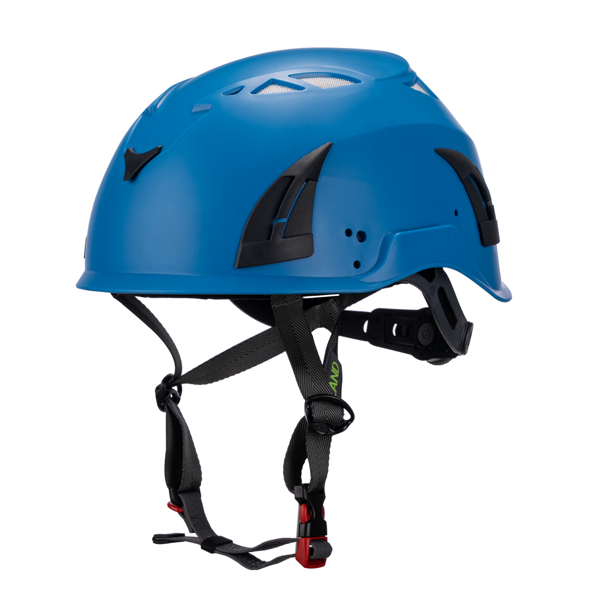 Front view of blue ClimbPro Climbing helmet EN 12492 & EN 397 certified. Ideal for climbing and high-movement activities.