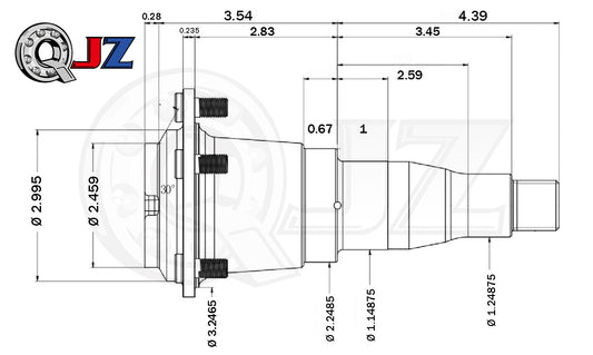 Spindle #42 - 5-Bolt Flange - 5,200-7,000 lbs Trailer Axle