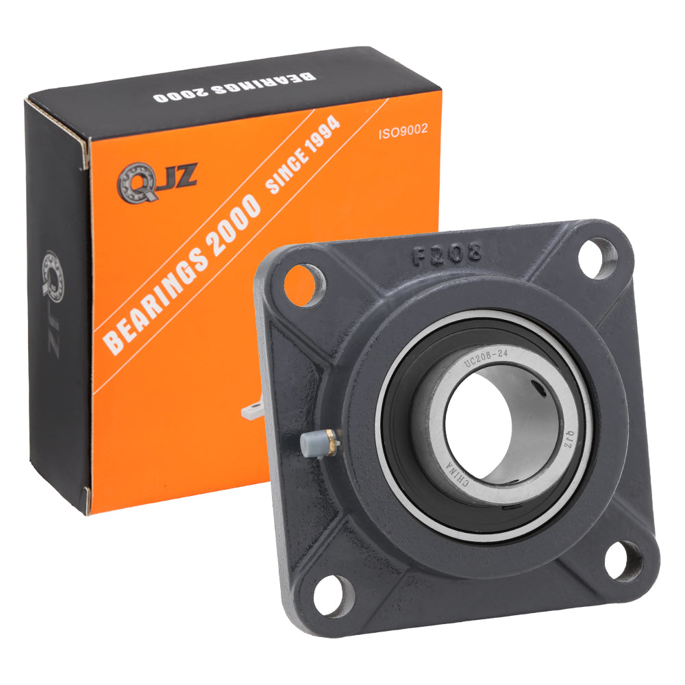 UCF208-24, 4-Bolt Flange Mounted Ball Bearing, 1.5" Bore (ID), Insert Bearing: UC208-24, Housing: F204