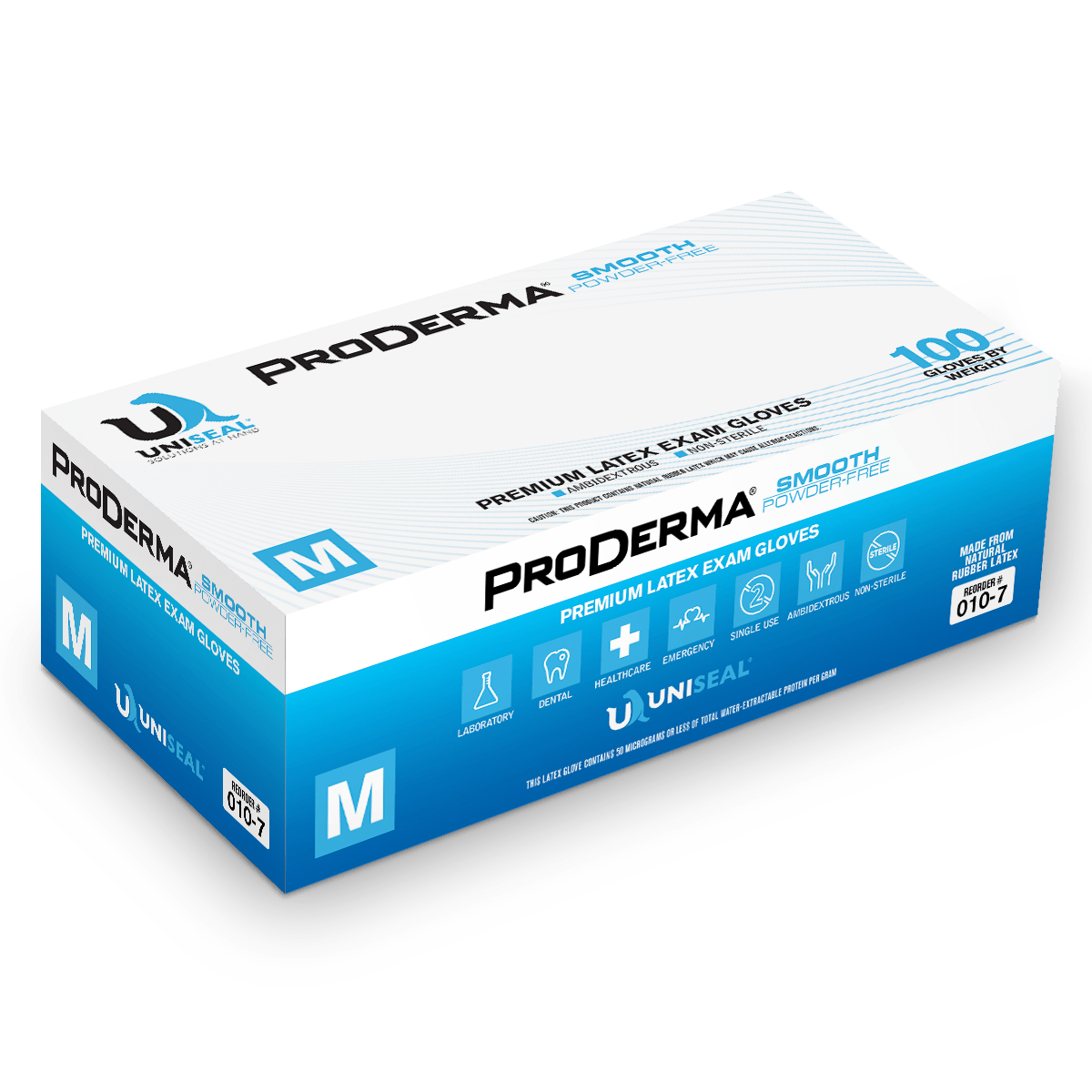 Uniseal® Latex Exam Gloves – Proderma Powder-Free Smooth