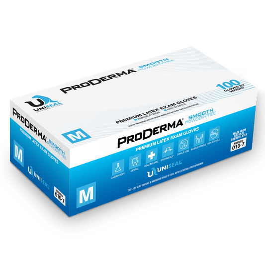 Uniseal® Latex Exam Gloves – Proderma Powder-Free Smooth