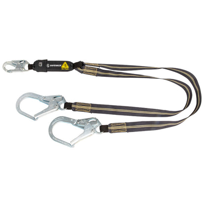 Arc Flash 6' Energy Absorbing Lanyard: Aramid, Dual Leg, Rebar Hooks