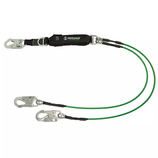 Leading Edge 6' Energy Absorbing Lanyard: D-Ring, Dual Leg, Snap Hooks