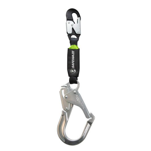 20" Web Restraint Lanyard: Alu Snap Hook, Alu Rebar Hook