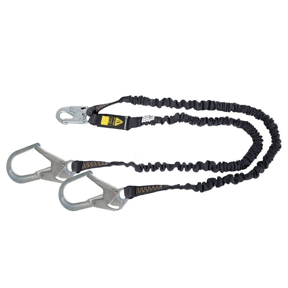 Arc Flash 6' Internal Energy Absorbing Lanyard: Aramid, Dual Leg, Rebar Hooks