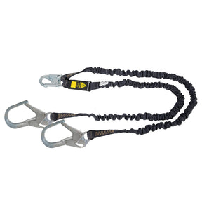 Arc Flash 6' Internal Energy Absorbing Lanyard: Aramid, Dual Leg, Rebar Hooks