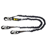 Arc Flash 6' Internal Energy Absorbing Lanyard: Aramid, Dual Leg, Alu Snap Hooks