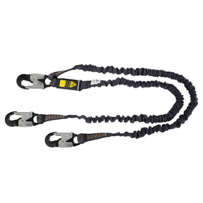 Arc Flash 6' Internal Energy Absorbing Lanyard: Aramid, Dual Leg, Alu Snap Hooks