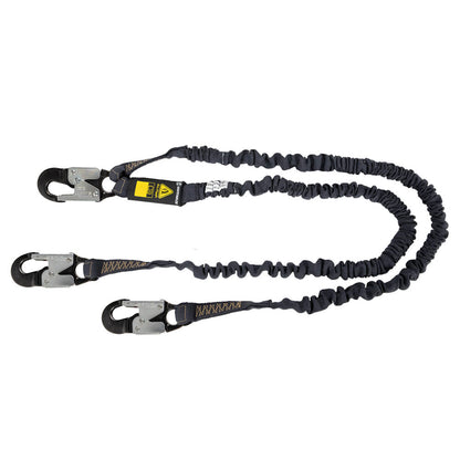 Arc Flash 6' Internal Energy Absorbing Lanyard: Aramid, Dual Leg, Alu Snap Hooks
