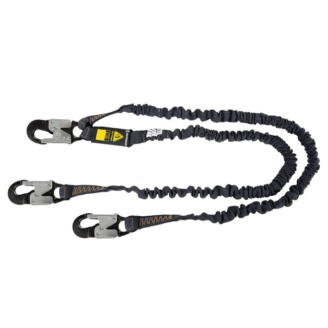 Arc Flash 6' Internal Energy Absorbing Lanyard: Aramid, Dual Leg, Alu Snap Hooks