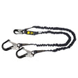 Arc Flash 6' Internal Energy Absorbing Lanyard: Aramid, Dual Leg, Alu Rebar Hooks