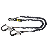 Arc Flash 6' Internal Energy Absorbing Lanyard: Aramid, Dual Leg, Alu Rebar Hooks