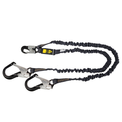 Arc Flash 6' Internal Energy Absorbing Lanyard: Aramid, Dual Leg, Alu Rebar Hooks