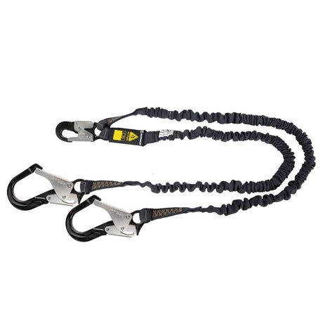 Arc Flash 6' Internal Energy Absorbing Lanyard: Aramid, Dual Leg, Alu Rebar Hooks