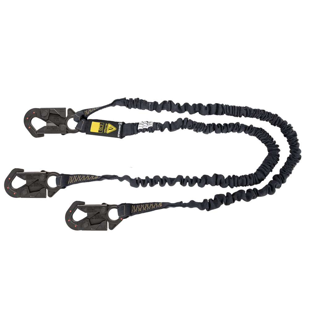 Arc Flash 6' Internal Energy Absorbing Lanyard: Aramid, Dual Leg, Dielectric Snap Hooks