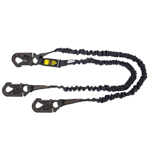 Arc Flash 6' Internal Energy Absorbing Lanyard: Aramid, Dual Leg, Dielectric Snap Hooks