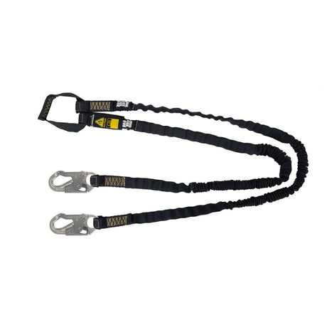 Arc Flash 6' Internal Energy Absorbing Lanyard: Aramid, Dual Leg, Soft Loop, Snap Hook