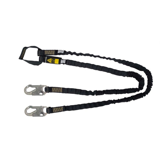 Arc Flash 6' Internal Energy Absorbing Lanyard: Aramid, Dual Leg, Soft Loop, Snap Hook