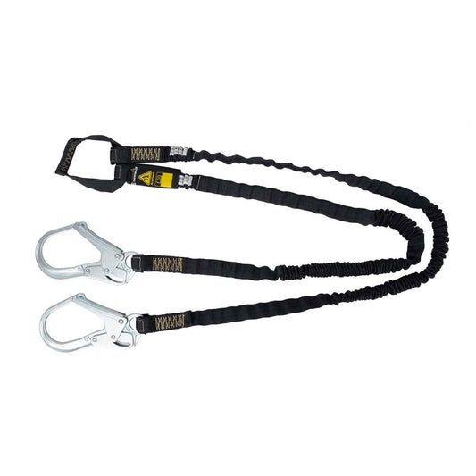 Arc Flash 6' Internal Energy Absorbing Lanyard: Aramid, Dual Leg, Soft Loop, Rebar Hook