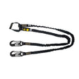 Arc Flash 6' Internal Energy Absorbing Lanyard: Aramid, Dual Leg, Soft Loop, Alu Snap Hook