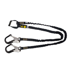 Arc Flash 6' Internal Energy Absorbing Lanyard: Aramid, Dual Leg, Soft Loop, Alu Rebar Hook