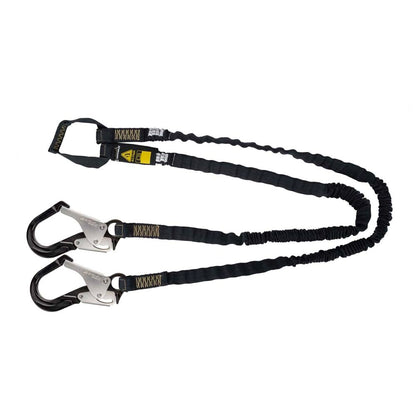 Arc Flash 6' Internal Energy Absorbing Lanyard: Aramid, Dual Leg, Soft Loop, Alu Rebar Hook