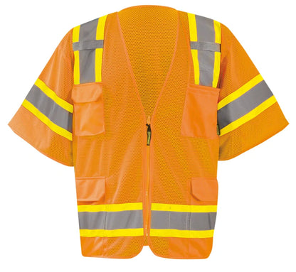 Mesh Two-Tone Surveyor Vest w/Zipper