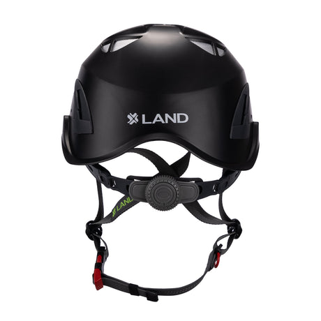 Back side view of black ClimbPro Climbing helmet EN 12492 & EN 397 certified. Ideal for climbing and high-movement activities.
