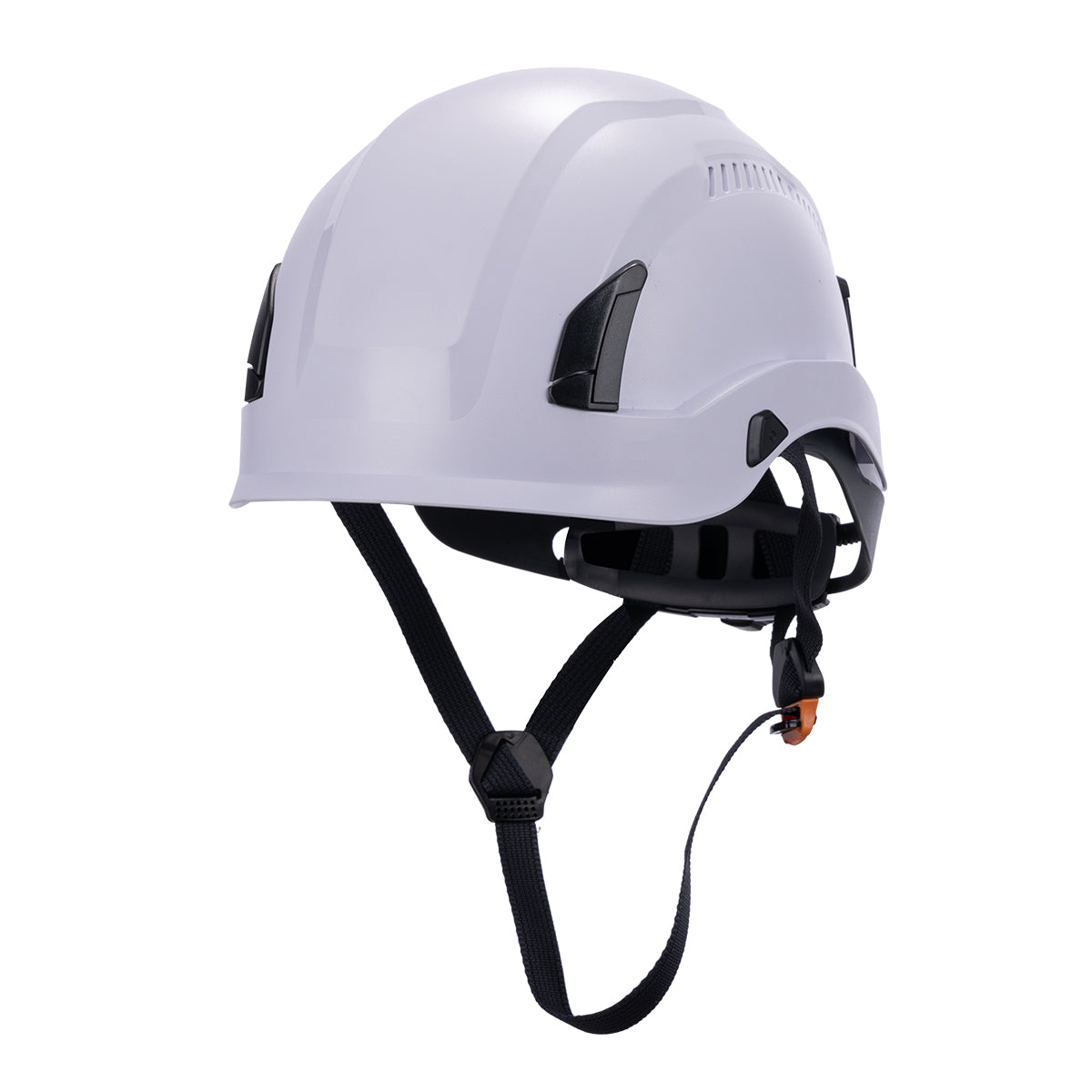 Front View of Type 1 ANSI/SEA Z89.1-2014 certified EcoPro Safety Helmet White Color for Arborist, Industrial & Fall Protection. 