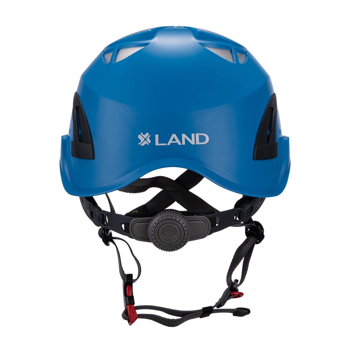 Back side view of blue ClimbPro Climbing helmet EN 12492 & EN 397 certified. Ideal for climbing and high-movement activities.