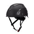 Carbon fiber AeroPro Safety Helmets on white background. ANSI/ISEA Z89.1-2014 OSHA Certified Type 1 Class C Safety Helmets used for Construction, Rescue & Arborist. 