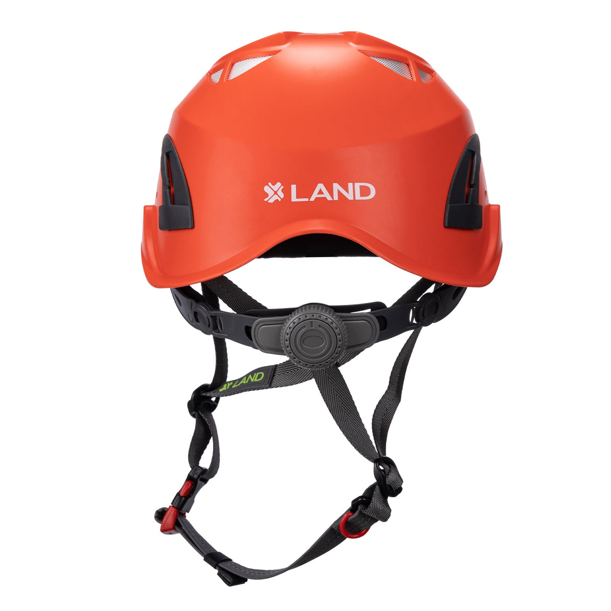 Back side view of orange ClimbPro Climbing helmet EN 12492 & EN 397 certified. Ideal for climbing and high-movement activities.