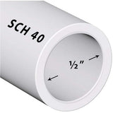 VENTRAL Schedule 40 PVC Pipe 1/2 Inch (0.84 OD), White, Cut Lengths for Plumbing, Lawn, Landscape
