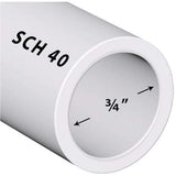 VENTRAL Schedule 40 PVC Pipe 3/4 Inch (1.05 OD), White, Cut Lengths for Plumbing, Lawn, Landscape
