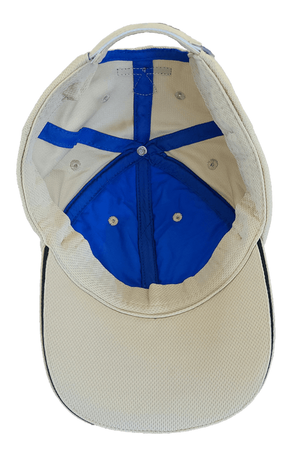 Interior view of the breathable Evap Headwear with blue lining and ventilation holes