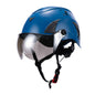 Blue AeroPro Safety Helmets on white background with Smoke Visor Kit . ANSI/ISEA Z89.1-2014 Type 1 Class C Safety Helmets with Smoke Visor used for Construction, Rescue & Arborist. 