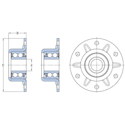 ADH-7545 - Agricultural Bearing Hub Mounting Kit - Inner Diameter: 20 mm - Width: 30.1 mm - Pressed Steel Housing, 5-Lip on Flange Side - Seeding Discs