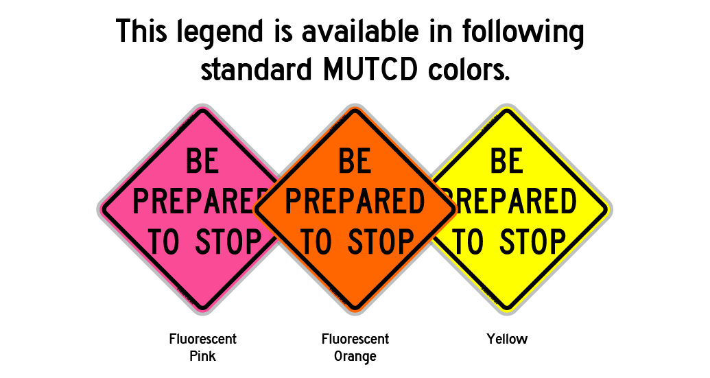 Be Prepared To Stop Roll-up Sign (RUS)