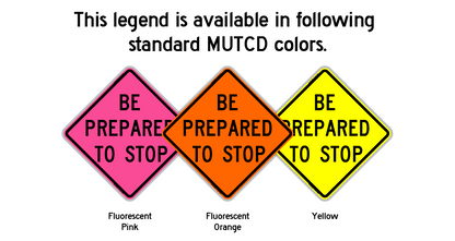 Be Prepared To Stop Roll-up Sign (RUS)