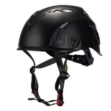 Front view of black ClimbPro Climbing helmet EN 12492 & EN 397 certified. Ideal for climbing and high-movement activities.