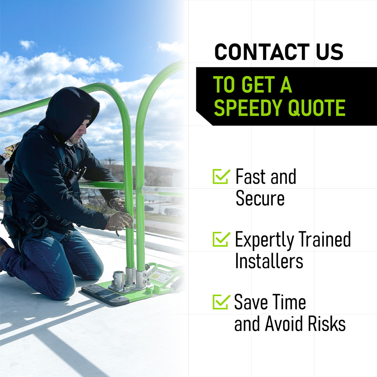 Frontline GUS10 Guardrail System Non-Penetrating Complete 100' Kit - OSHA Compliant
