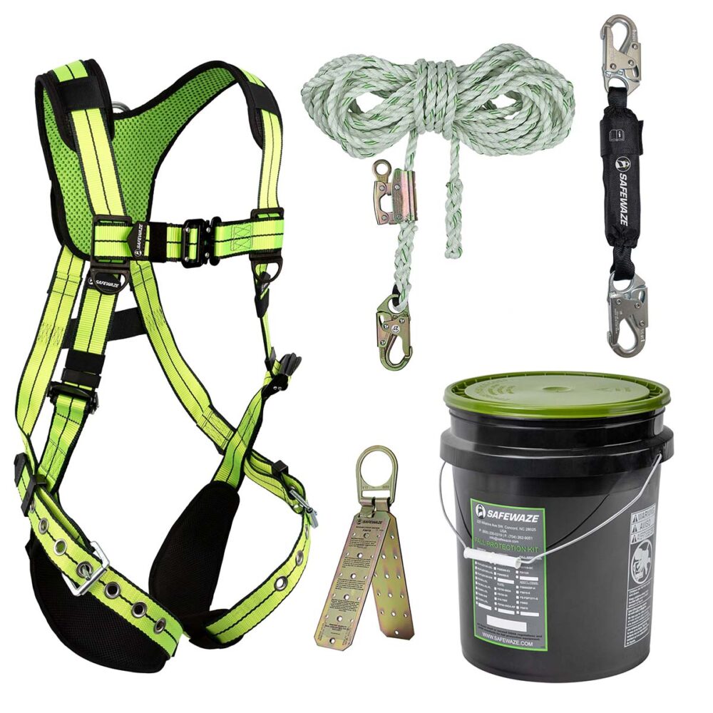 PRO+ Bucket Roof Kit: FS-FLEX185 Harness, FS700-50GA VLL, FS8800SP-H Absorber, FS870 Anchor