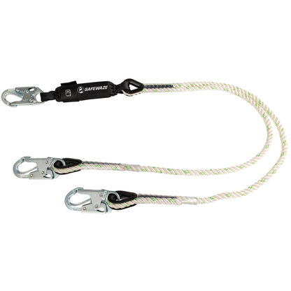 PRO 6' Rope Energy Absorbing Lanyard: Dual Leg, Snap Hooks