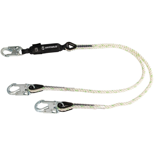 PRO 6' Rope Energy Absorbing Lanyard: Dual Leg, Snap Hooks