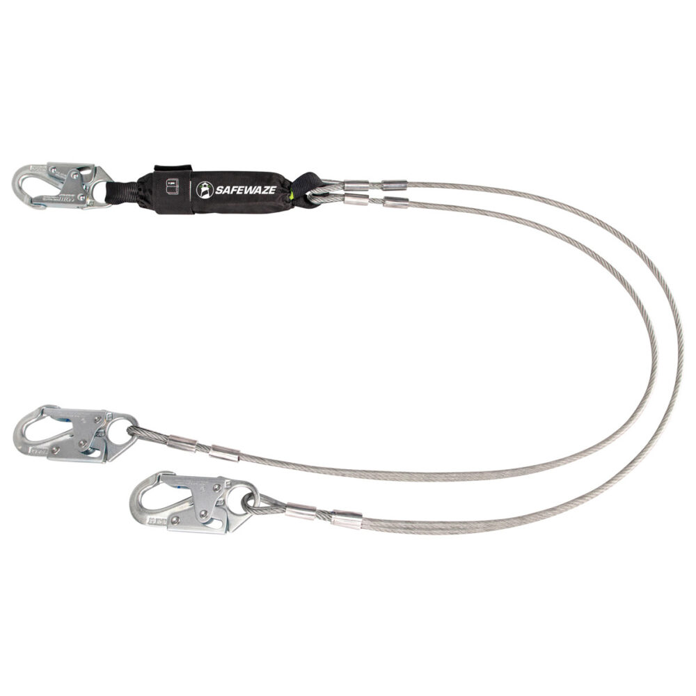 PRO 6' Cable Energy Absorbing Lanyard: Dual Leg, Snap Hooks