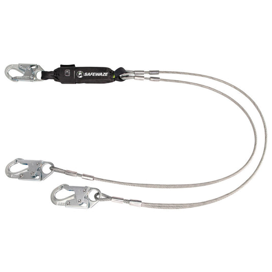 PRO 6' Cable Energy Absorbing Lanyard: Dual Leg, Snap Hooks